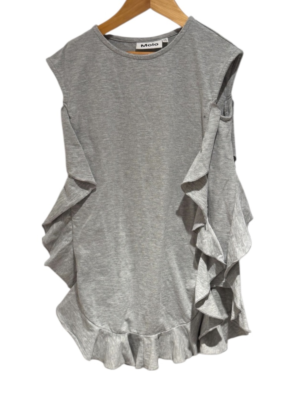 MOLO grey ruffle detail lightweight jersey dress - size 110/116 (5/6)